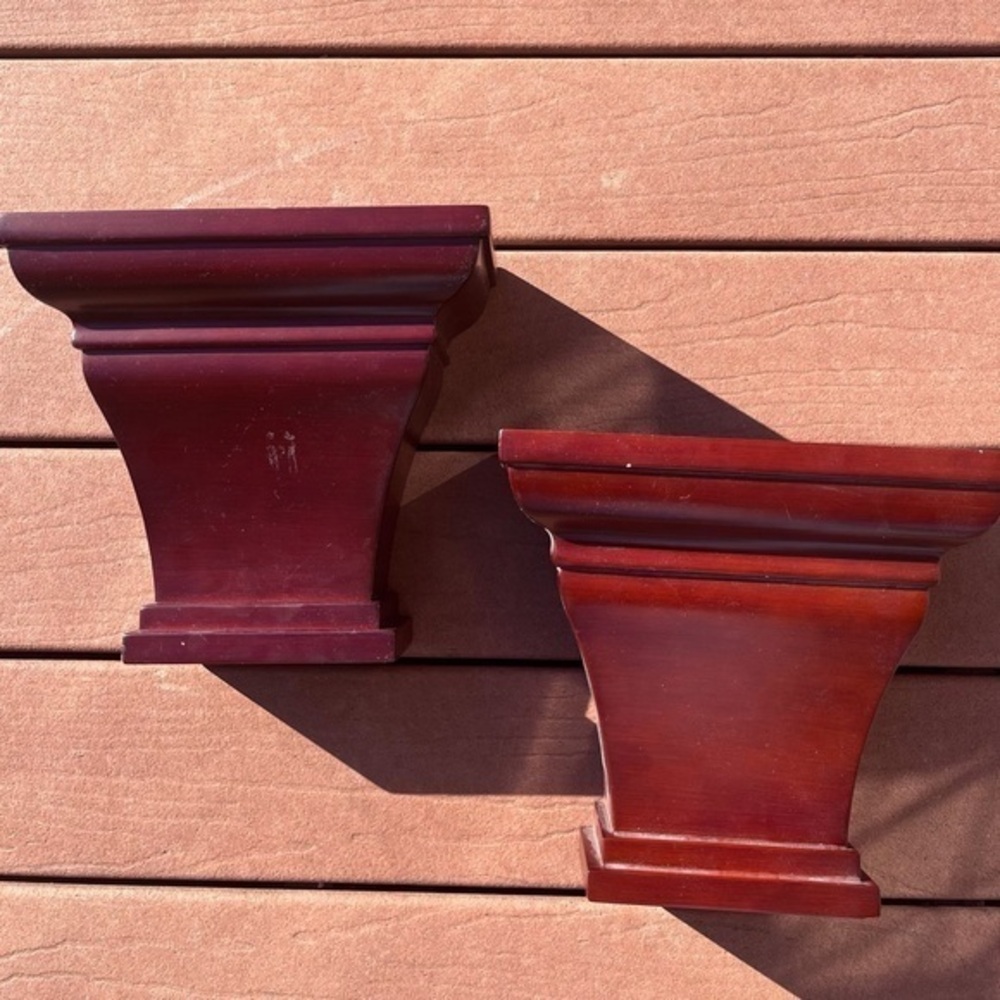 Wooden wall sconces, shelves